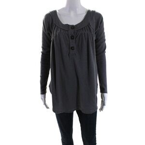 We The Free Womens Long Sleeves Half Button Sweater Gray Size Extra Small